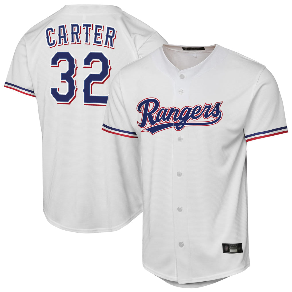 Fenge T.Rangers #32 Evan Carter Player White Home Replica Stitched Jerseys