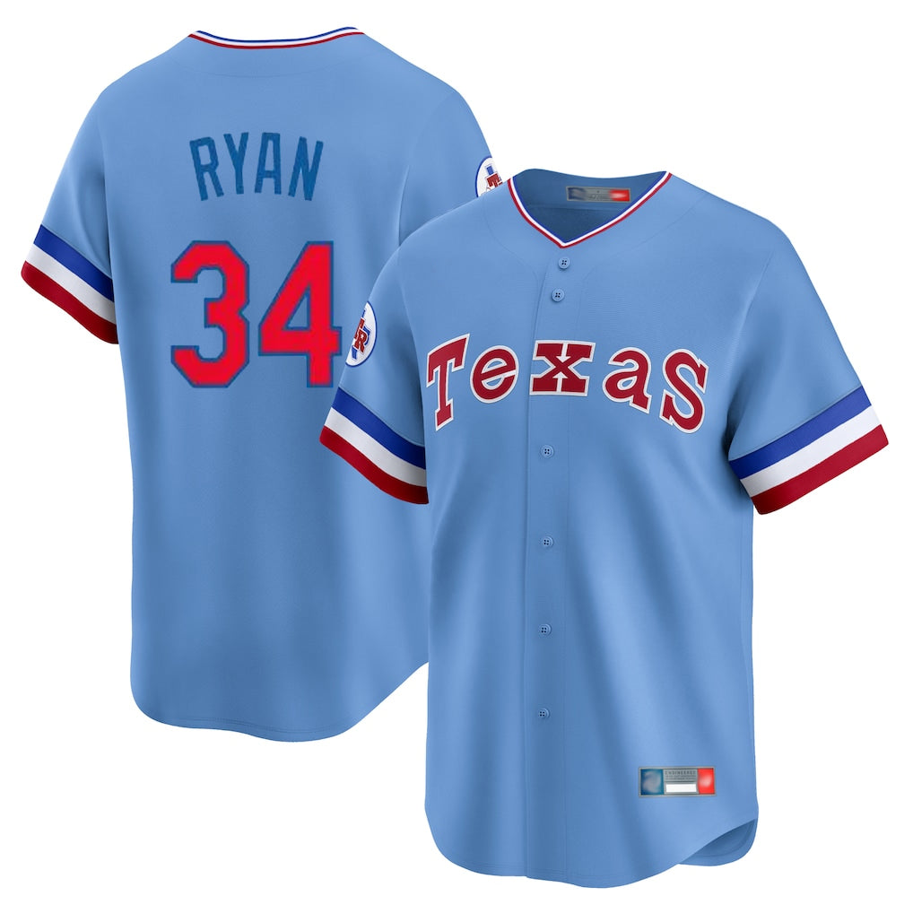 Fenge T.Rangers #34 Nolan Ryan Player Light Blue Cooperstown Collection Limited Stitched Jerseys