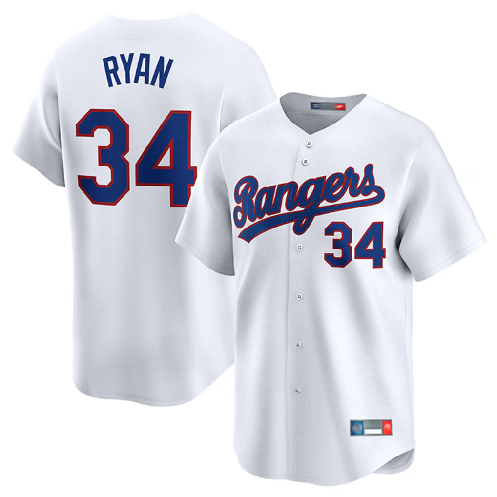 Fenge T.Rangers #34 Nolan Ryan Player White Home Limited Stitched Jerseys