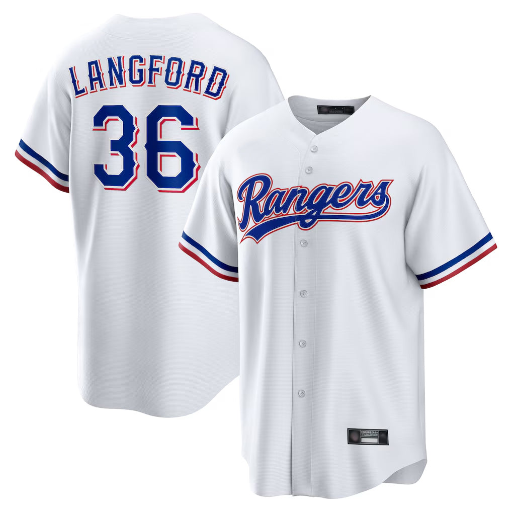 Fenge T.Rangers #36 Wyatt Langford Player White Home Game Stitched Jerseys