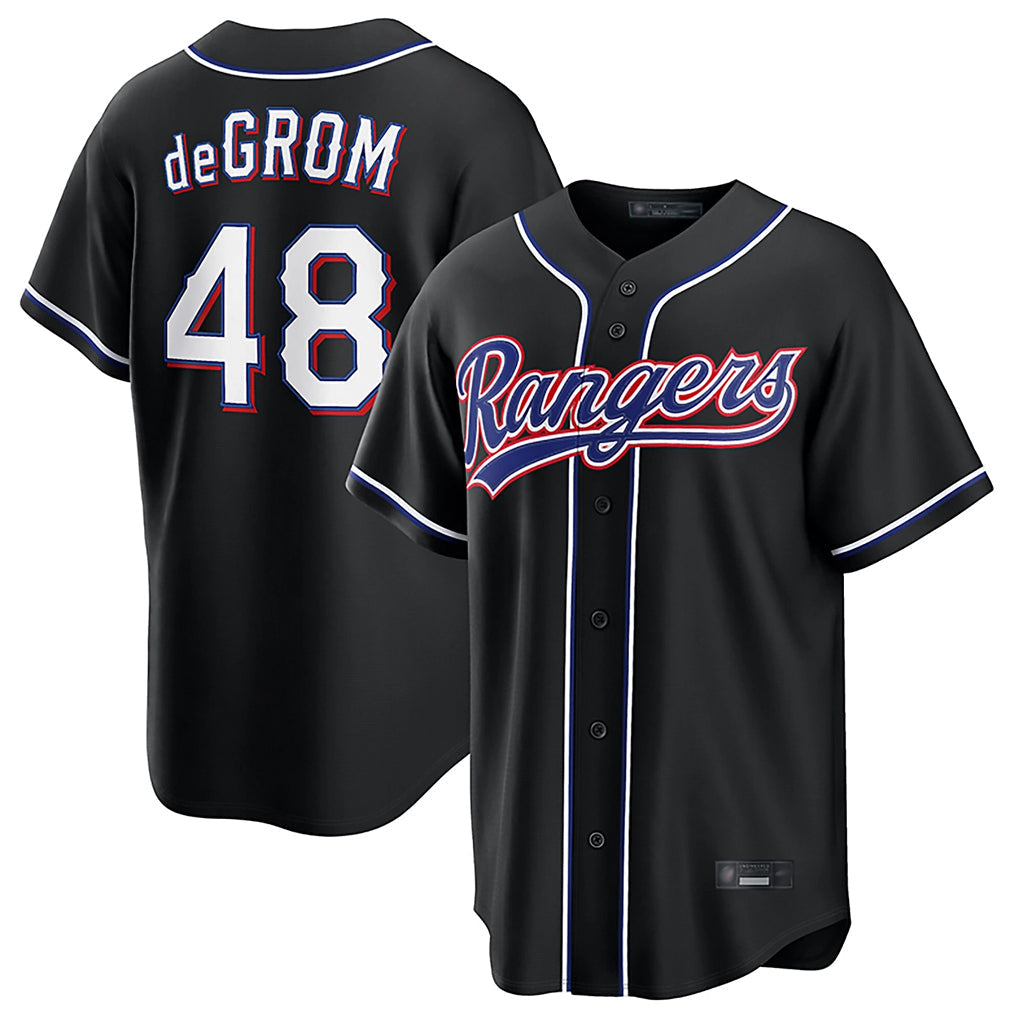 Fenge T.Rangers #48 Jacob deGrom Player Black 2026 Out Fashion Replica Stitched Jerseys