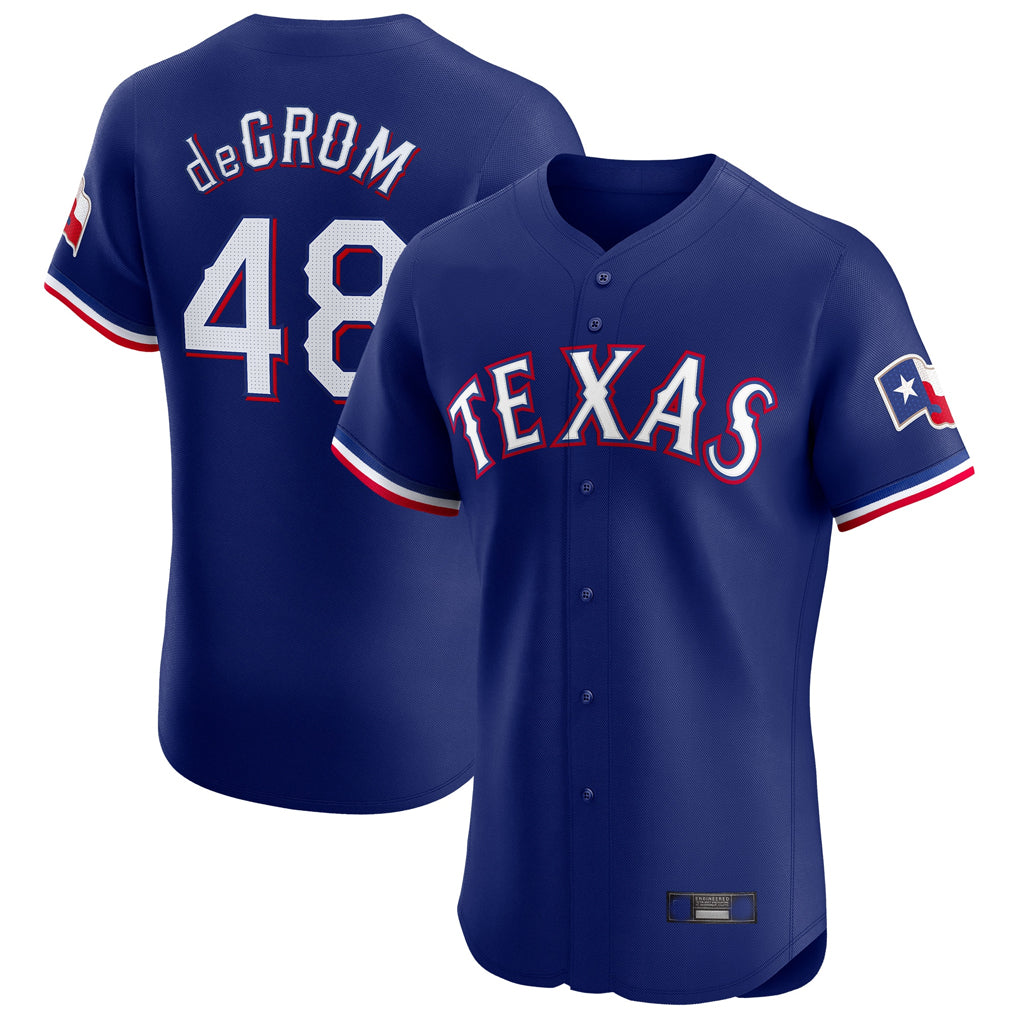 Fenge T.Rangers #48 Jacob deGrom Player Royal Elite Home Limited Stitched Jerseys