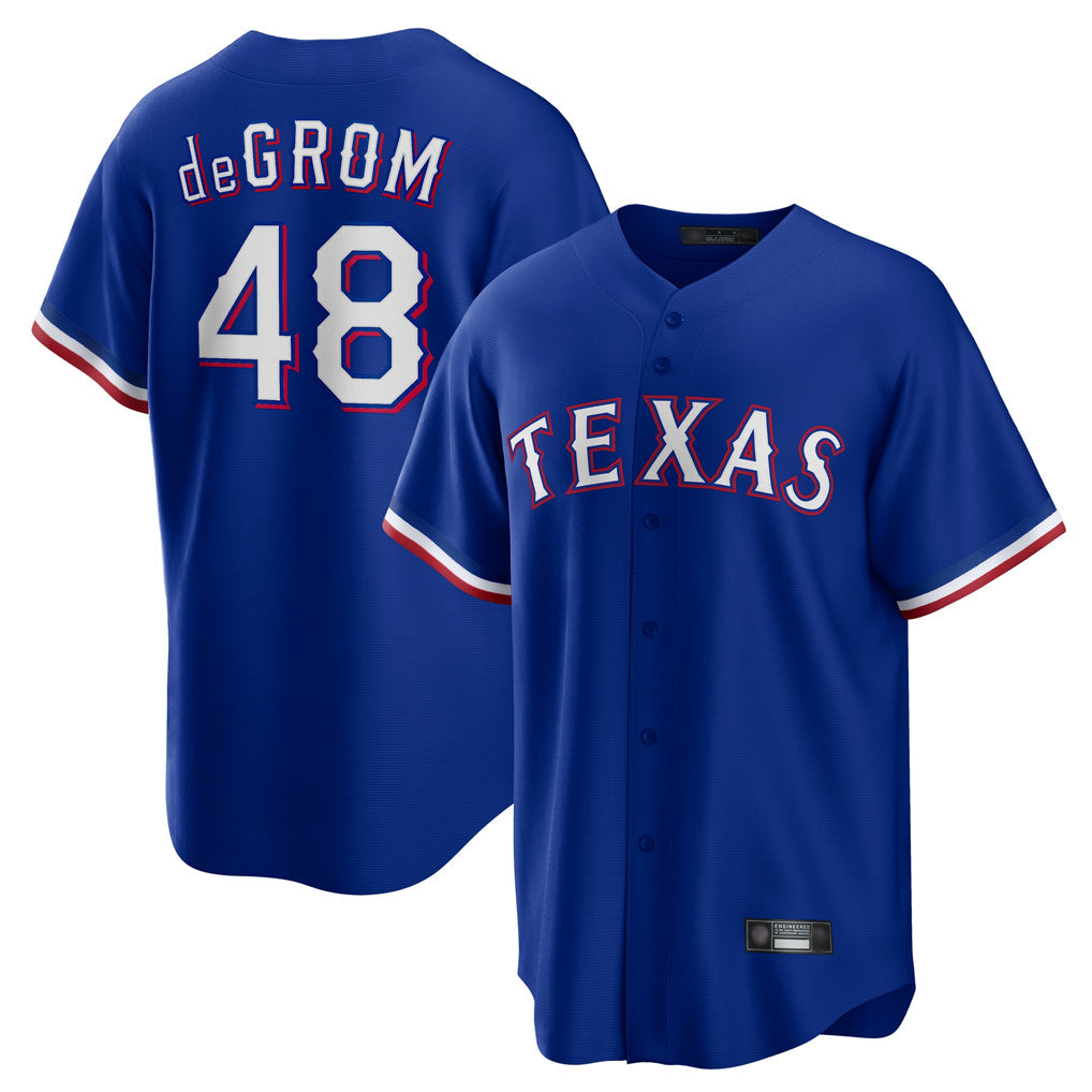 Fenge T.Rangers #48 Jacob deGrom Player Royal Home Game Stitched Jerseys