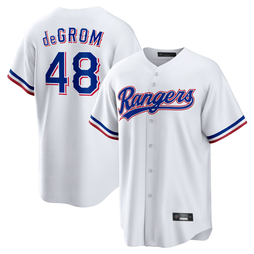 Fenge T.Rangers #48 Jacob deGrom Player White Home Limited Game Stitched Jerseys