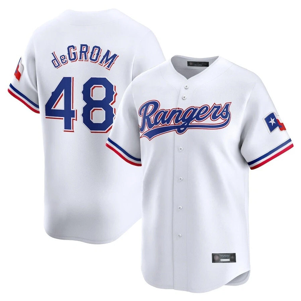Fenge T.Rangers #48 Jacob deGrom Player White Home Limited Stitched Jerseys