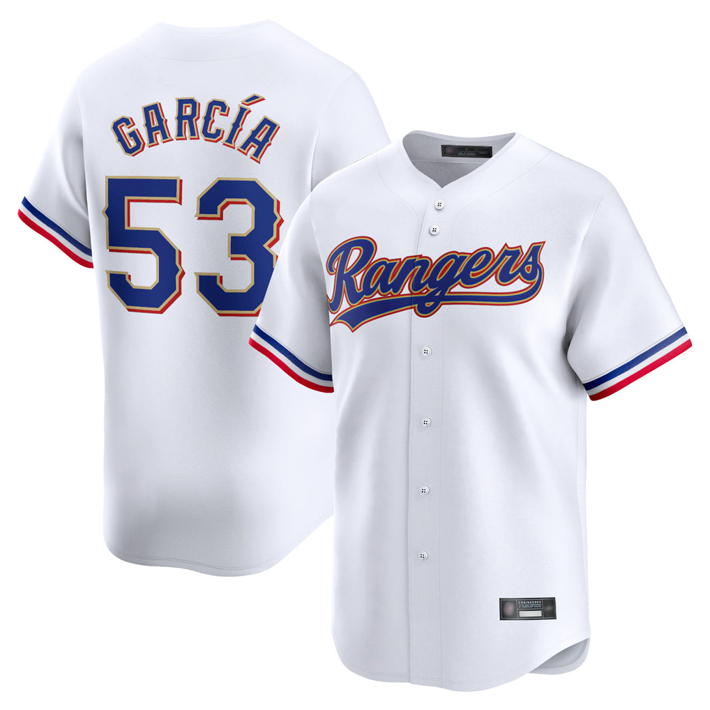 Fenge T.Rangers #53 Adolis Garcia Player Gold Home Limited White Stitched Jerseys