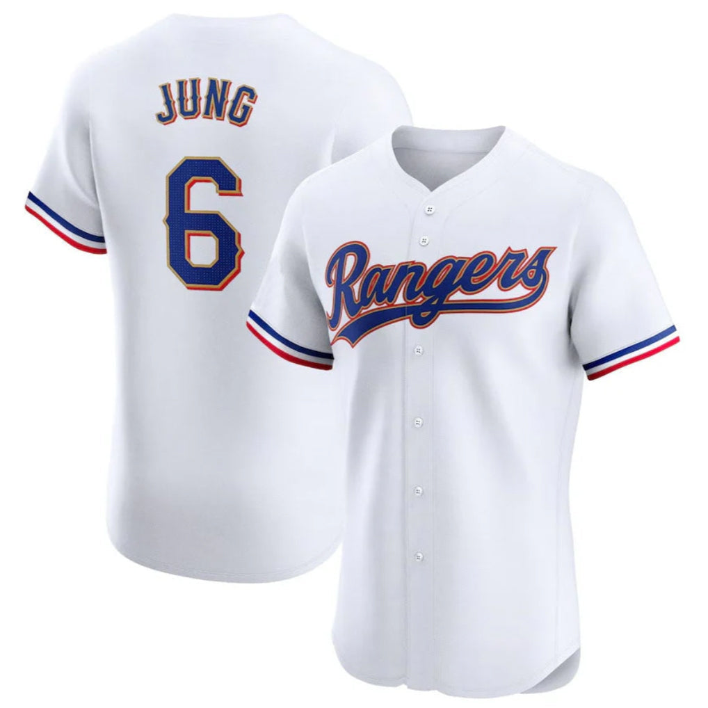 Fenge T.Rangers #6 Josh Jung Player Gold Collection Elite Limited White Stitched Jerseys