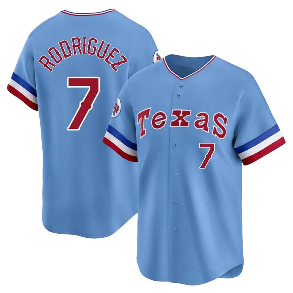 Fenge T.Rangers #7 Ivan Rodriguez Player Light Blue Cooperstown Collection Limited Stitched Jerseys