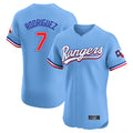 Fenge T.Rangers #7 Ivan Rodriguez Player Light Blue Limited Home Elite Stitched Jerseys
