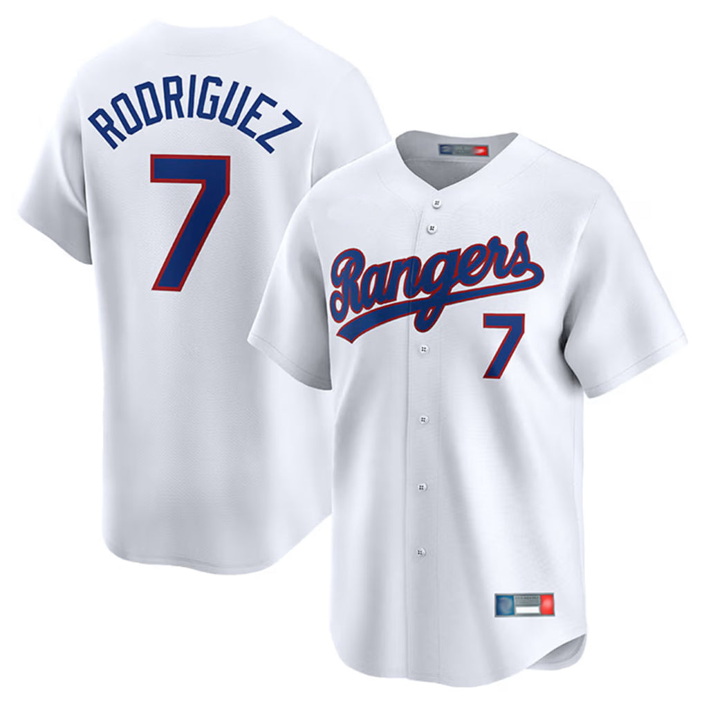 Fenge T.Rangers #7 Ivan Rodriguez Player White Home Limited Stitched Jerseys