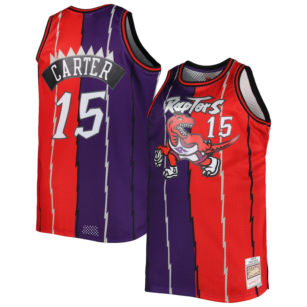 Fenge T.Raptors Mitchell & Ness Purple Red Big & Tall Hardwood Classics 1998-99 Split Swingman Jerseys