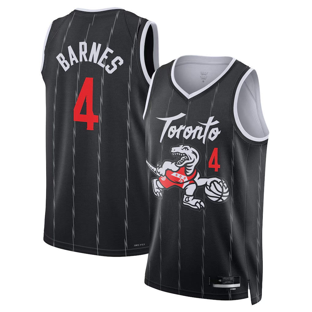 Fenge T.Raptors #4 Scottie Barnes Black 2025-26 Swingman Jerseys - City Edition