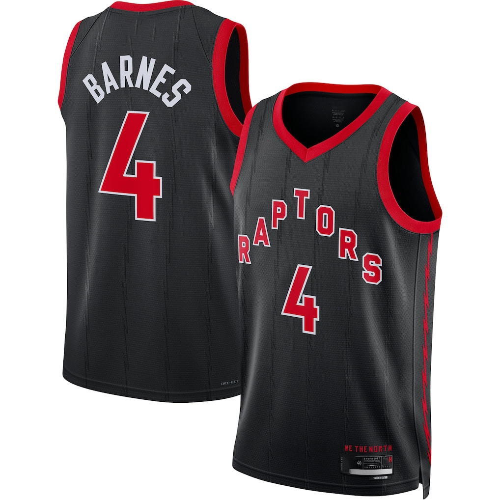 Fenge T.Raptors #4 Scottie Barnes Black Swingman Jerseys - Statement Edition