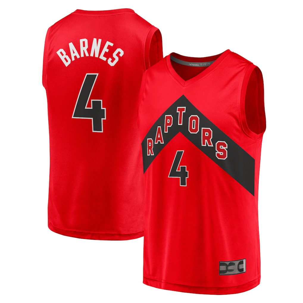 Fenge T.Raptors #4 Scottie Barnes Red Fast Break Replica Jerseys - Icon Edition