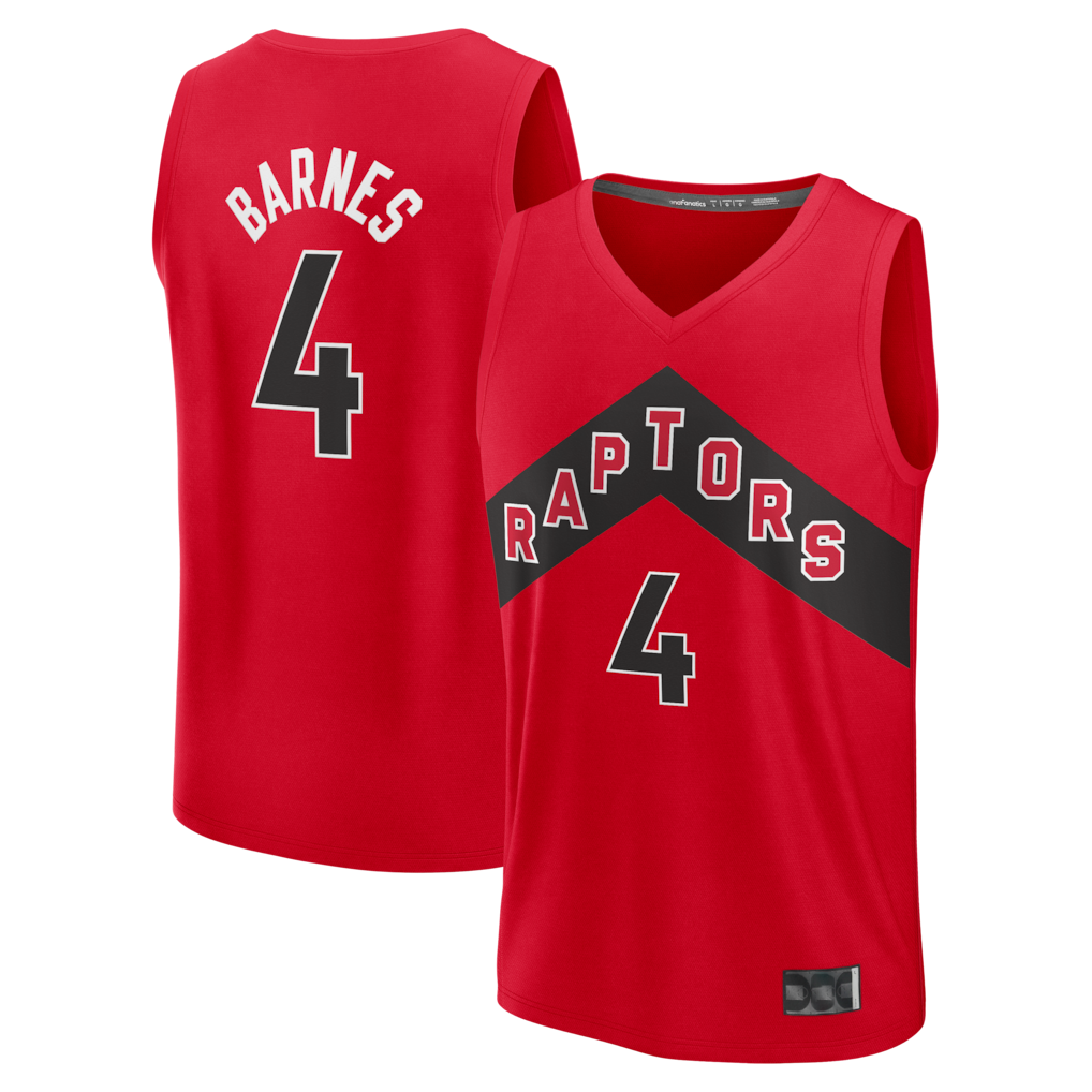 Fenge T.Raptors #4 Scottie Barnes Red Fast Break Replica Jerseys - Icon Edition