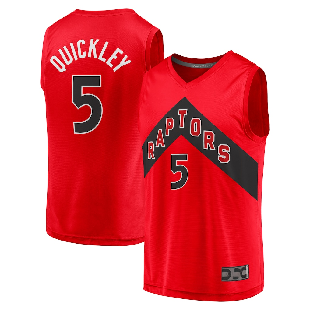 Fenge T.Raptors #5 Immanuel Quickley Red Fast Break Player Jerseys - Icon Edition