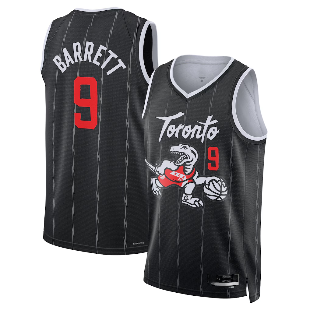 Fenge T.Raptors #9 RJ Barrett Black 2025-26 Swingman Jerseys - City Edition