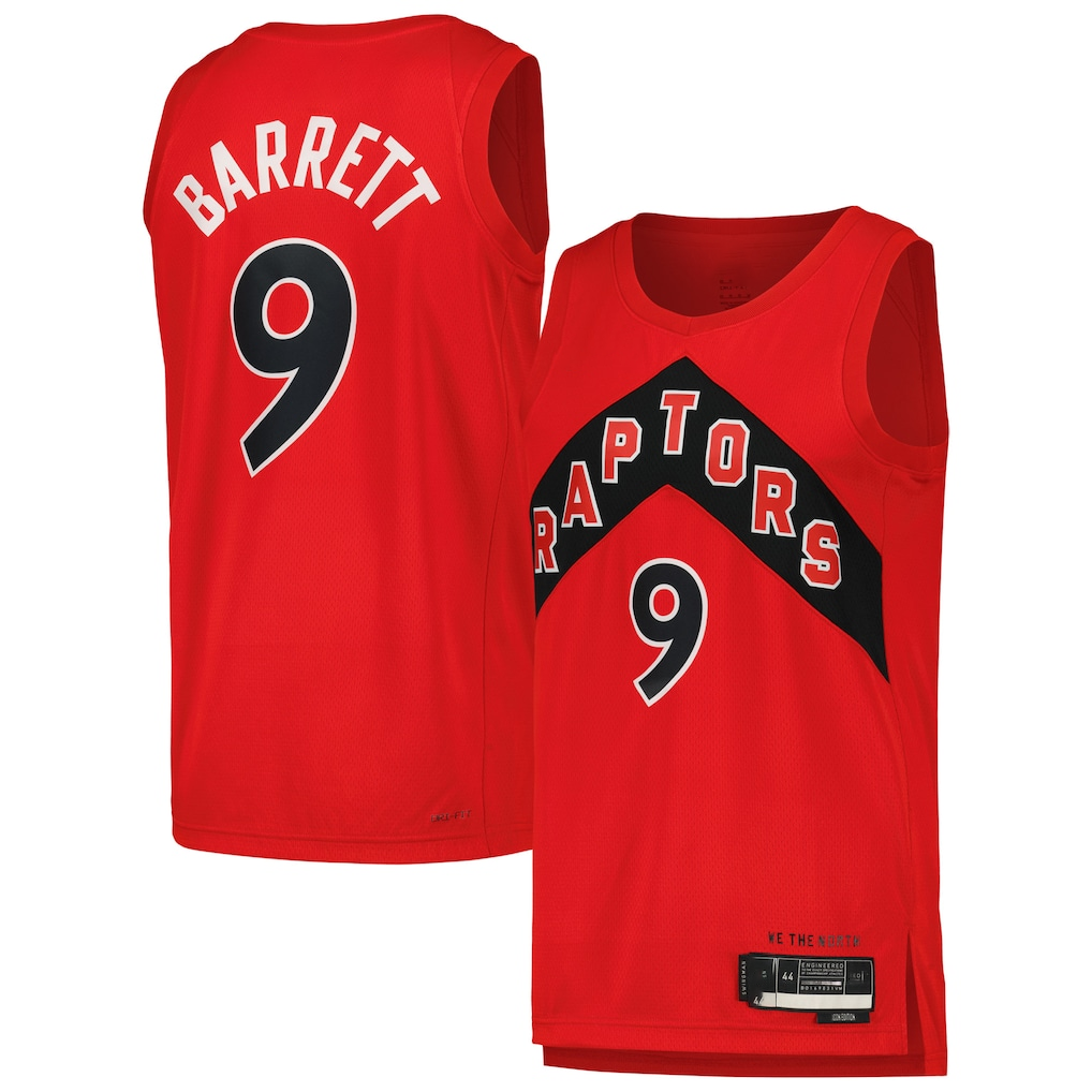 Fenge T.Raptors #9 RJ Barrett Red Swingman Player Jerseys - Icon Edition