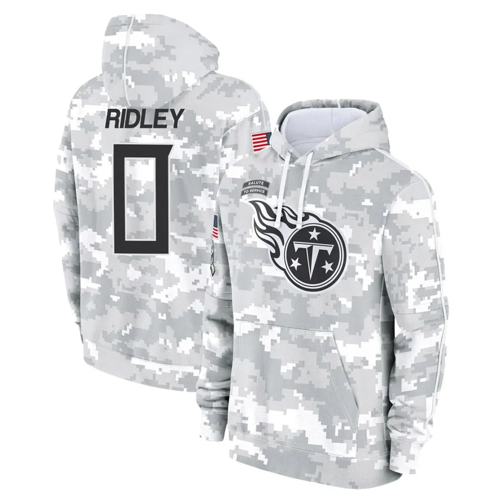 Fenge T.Titans #0 Calvin Ridley Player Camo Arctic Salute to Service Pullover Hoodies Home Game Stitched Jerseys
