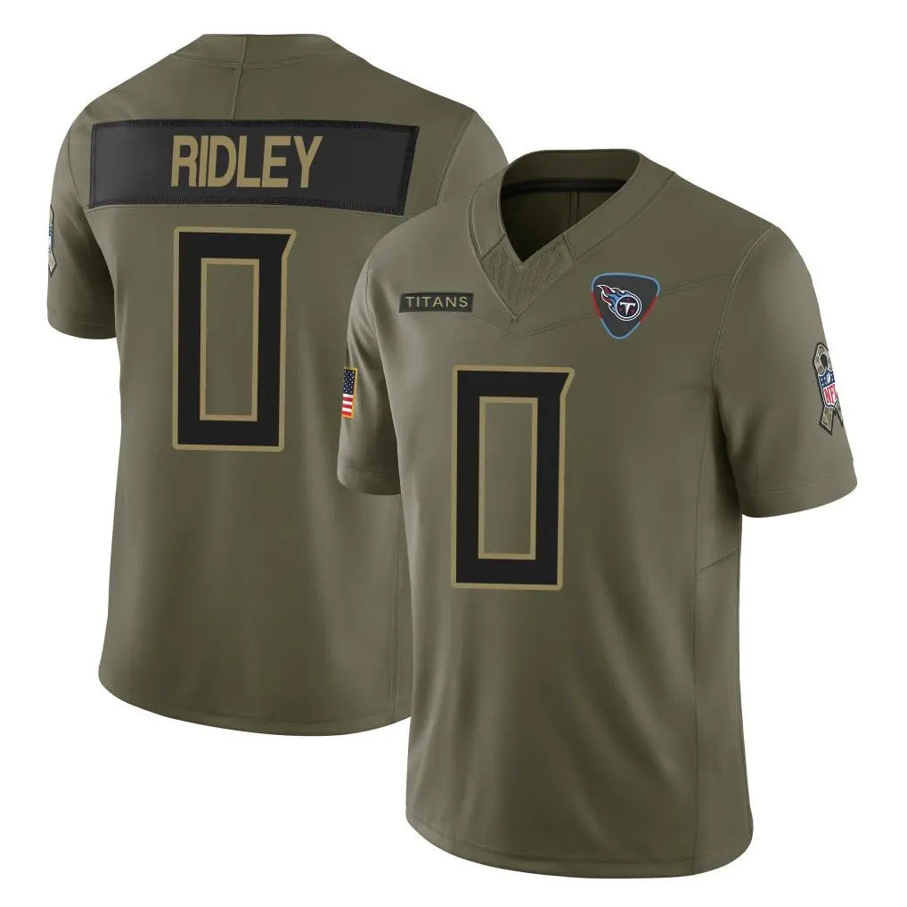 Fenge T.Titans #0 Calvin Ridley Player Olive Limited 2025 Salute to Service Home Game Stitched Jerseys