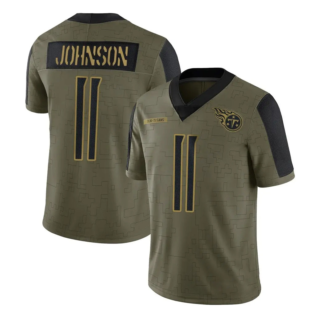 Fenge T.Titans #11 Jermaine Johnson II Player Olive Salute to Service Limited Home Game Stitched Jerseys
