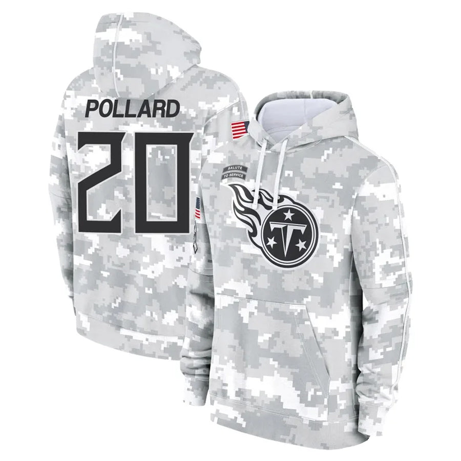Fenge T.Titans #20 Tony Pollard Player Arctic Camo Salute To Service Hoodies Game Stitched Jerseys