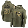 Fenge T.Titans #20 Tony Pollard Player Camo Salute To Service Hoodies Olive Stitched Jerseys