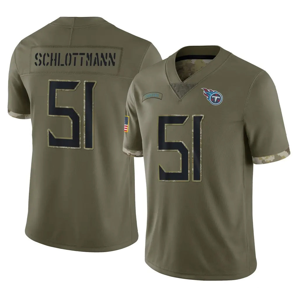 Fenge T.Titans #51 Austin Schlottmann Player Olive Limited Salute to Service Home Game Stitched Jerseys