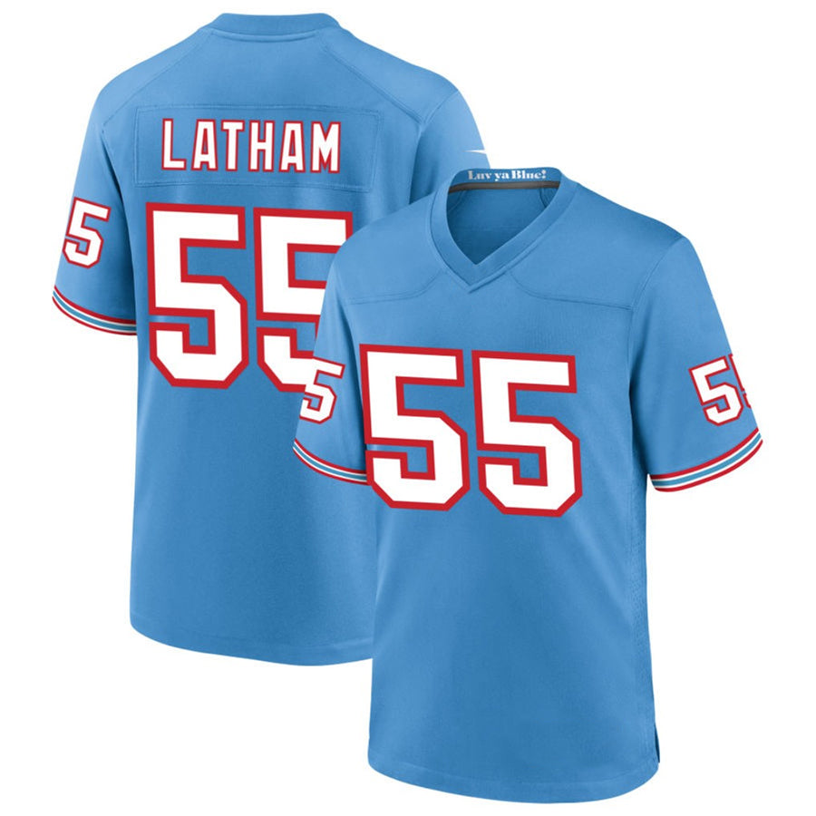 Fenge T.Titans #55 JC Latham Player Blue Throwback Alternate Game Stitched Jerseys