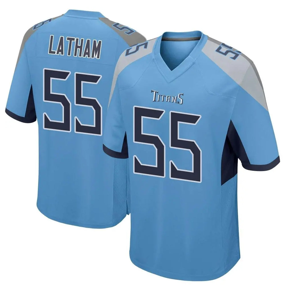 Fenge T.Titans #55 JC Latham Player Light Blue Home Game Stitched Jerseys