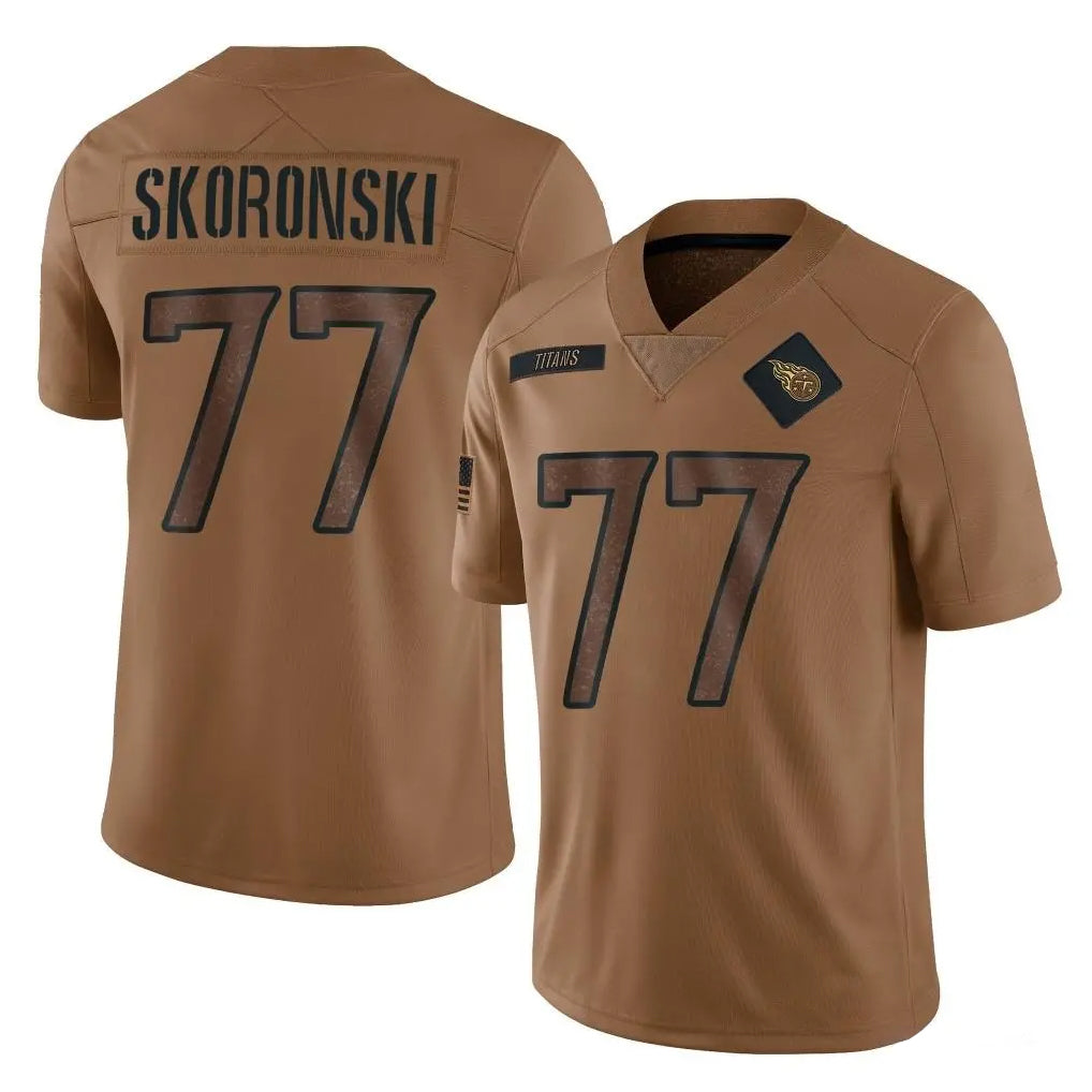 Fenge T.Titans #77 Peter Skoronski Player Brown Limited Salute to Service Home Game Stitched Jerseys