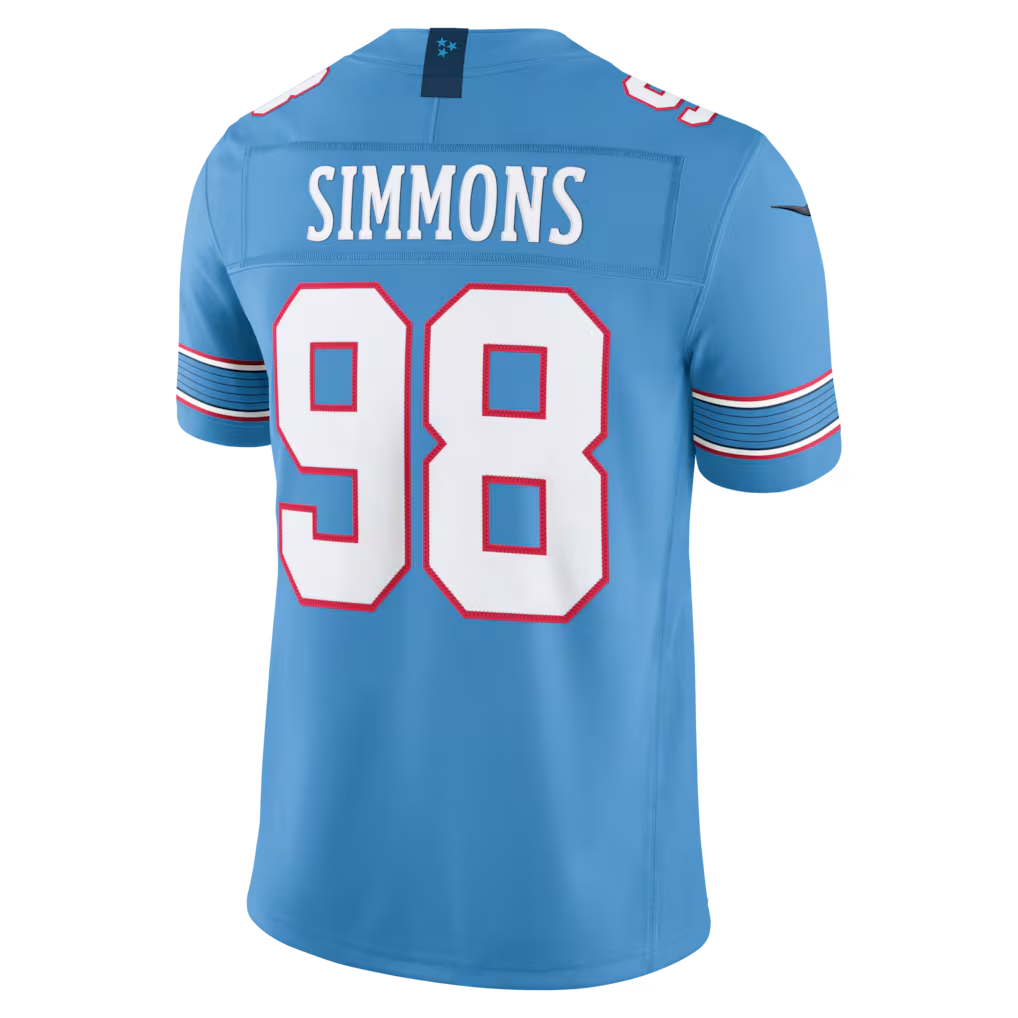 Fenge T.Titans #98 Jeffery Simmons Light Blue Team Vapor F.U.S.E. Stitched Limited Jerseys