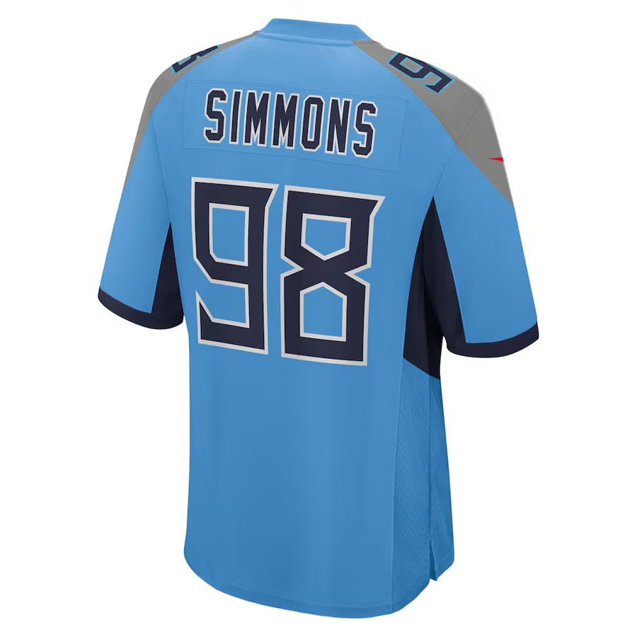 Fenge T.Titans #98 Jeffery Simmons Player Light Blue Home Game Stitched Jerseys