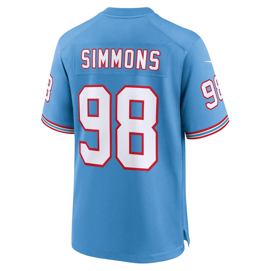Fenge T.Titans #98 Jeffery Simmons Player Light Blue Throwback Alternate Game Stitched Jerseys