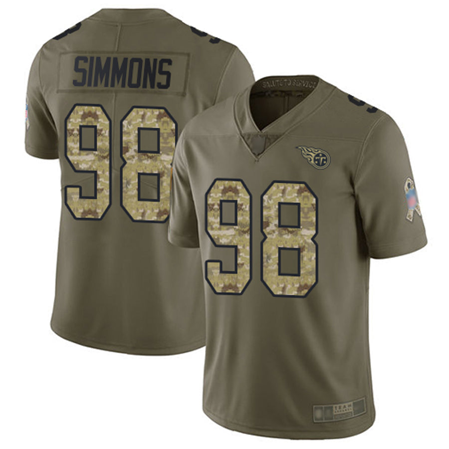 Fenge T.Titans #98 Jeffery Simmons Player Olive Salute To Service Limited Stitched Jerseys