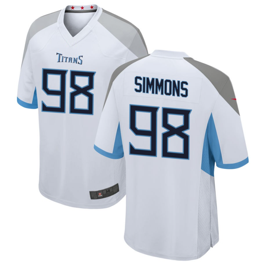 Fenge T.Titans #98 Jeffery Simmons White Player Game American Stitched Stitched Jerseys