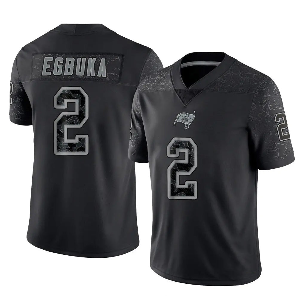 Fenge TB.Buccaneers #2 Emeka Egbuka Player Black Reflective Limited Home Game Stitched Jerseys