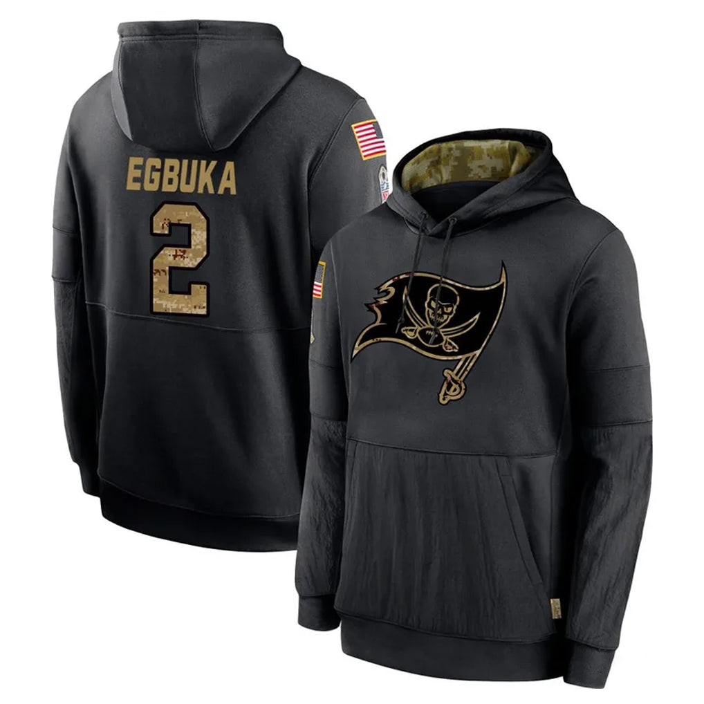 Fenge TB.Buccaneers #2 Emeka Egbuka Player Black Salute to Service Sideline Performance Pullover Hoodies Home Game Stitched Jerseys
