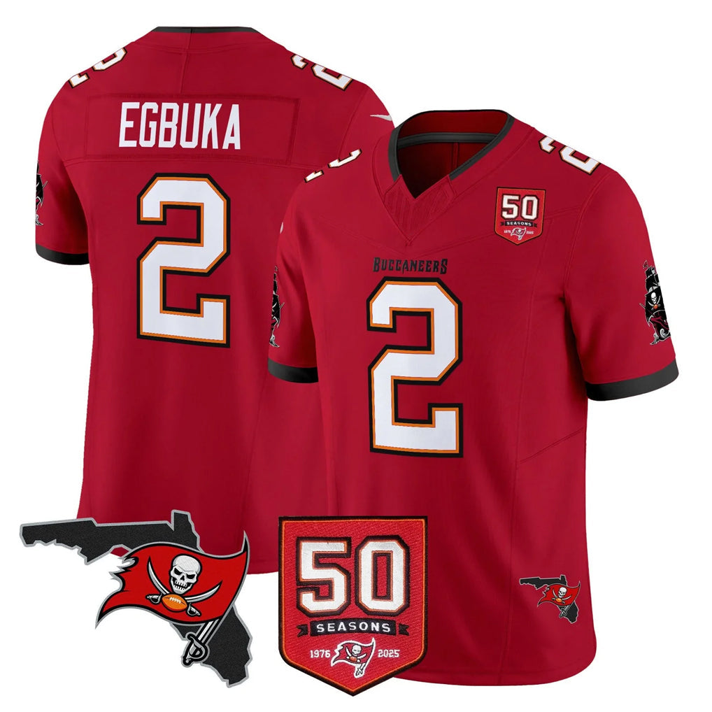 Fenge TB.Buccaneers #2 Emeka Egbuka Player Red Limited 2026 Season Vapor F.U.S.E. Home Game Stitched Jerseys