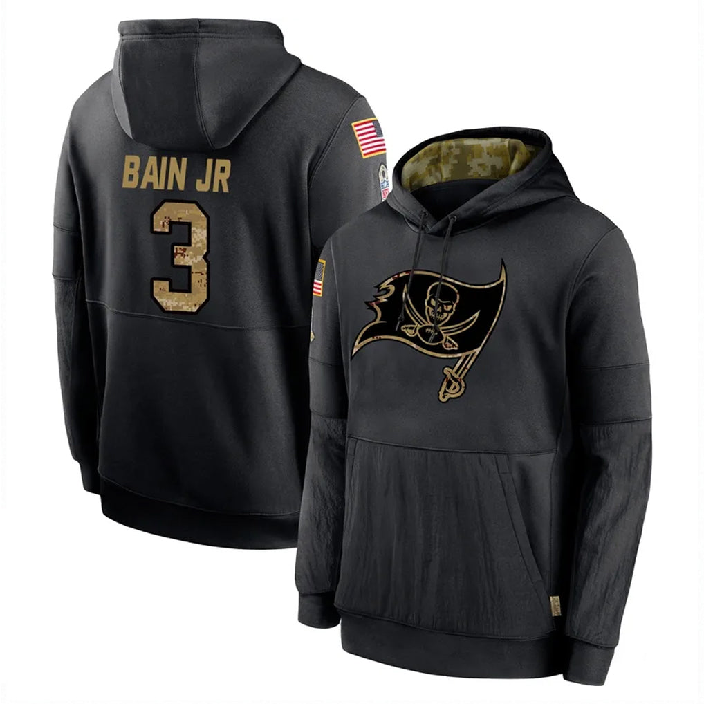 Fenge TB.Buccaneers #3 Rueben Bain Jr. Player Black Salute to Service Sideline Performance Pullover Hoodies Home Game Stitched Jerseys