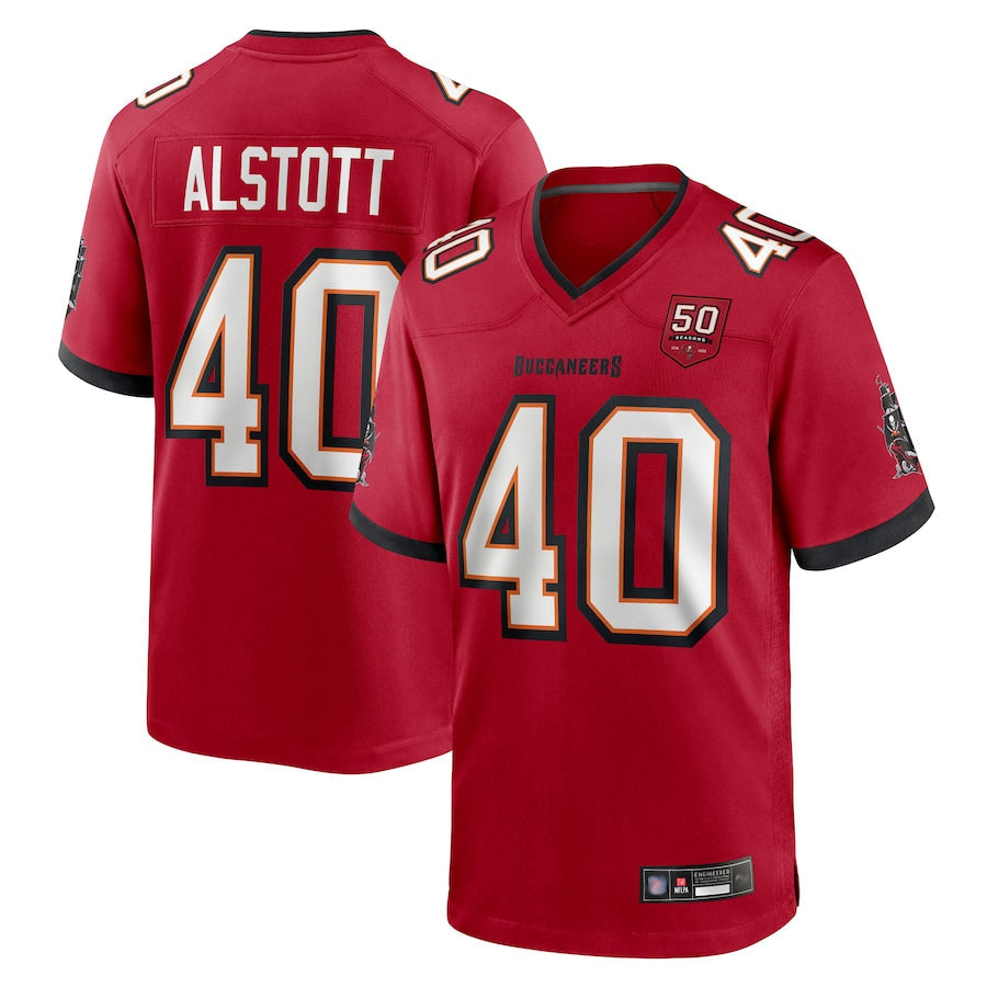 Fenge TB.Buccaneers #40 Mike Alstott Player Red 50th Anniversary GameStitched Jerseys