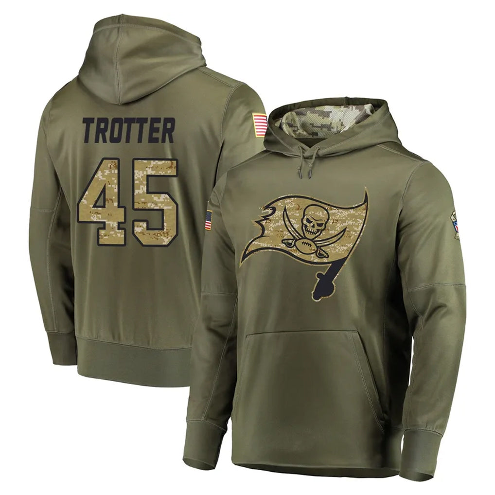 Fenge TB.Buccaneers #45 Josiah Trotter Player Olive Salute to Service Pullover Hoodie Home Game Stitched Jerseys
