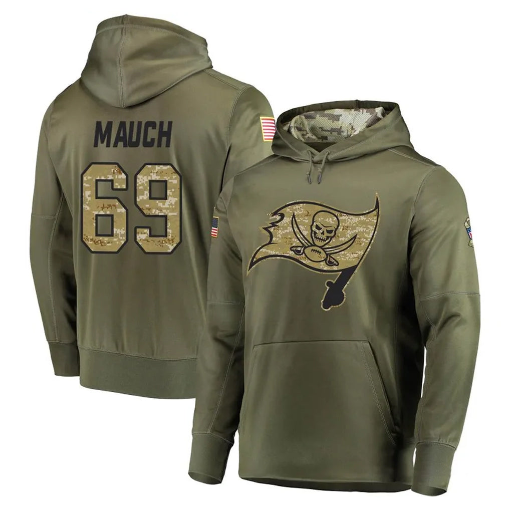 Fenge TB.Buccaneers #69 Cody Mauch Player Olive Salute to Service Pullover Hoodie Home Game Stitched Jerseys
