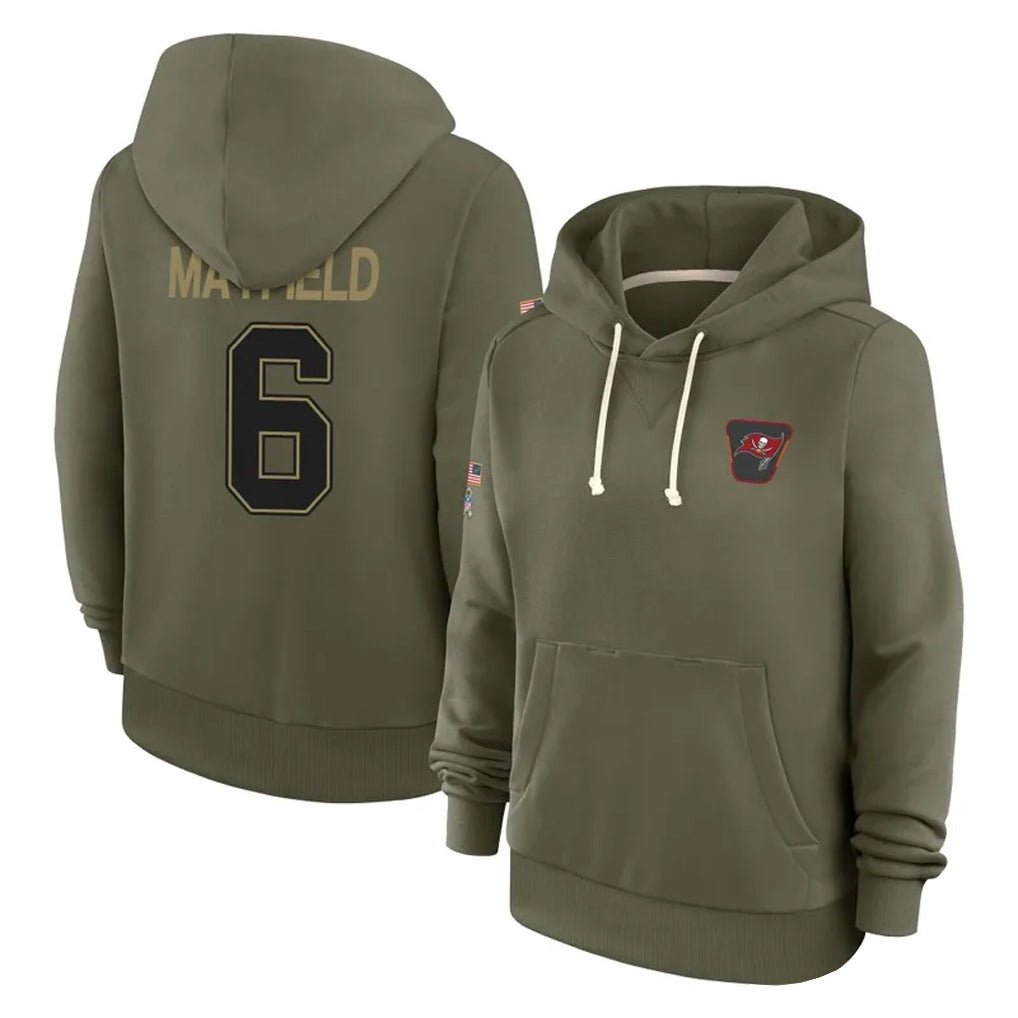 Fenge TB.Buccaneers #6 Baker Mayfield Player Salute to Service Olive Hoodies Stitched Jerseys
