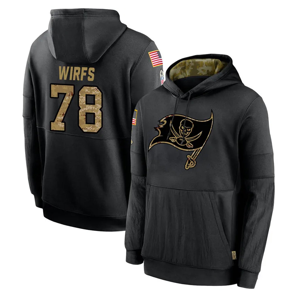 Fenge TB.Buccaneers #78 Tristan Wirfs Player Black Salute to Service Sideline Performance Pullover Hoodies Home Game Stitched Jerseys