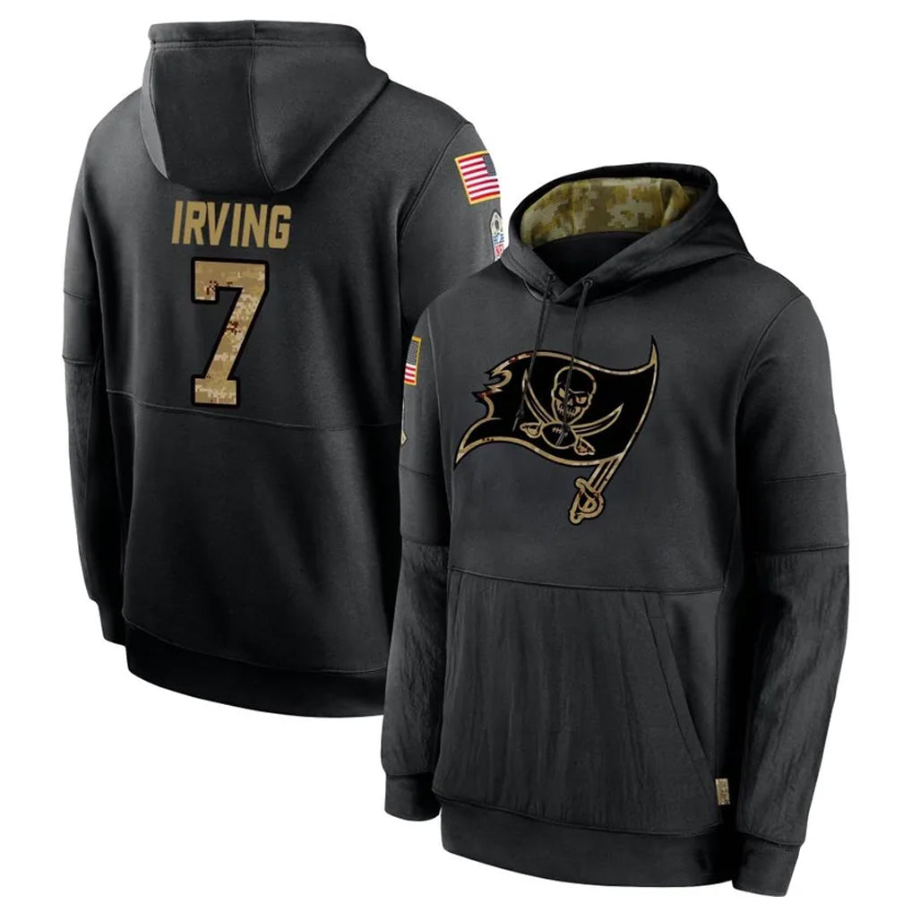 Fenge TB.Buccaneers #7 Bucky Irving Player Black Salute to Service Hoodies Stitched Jerseys