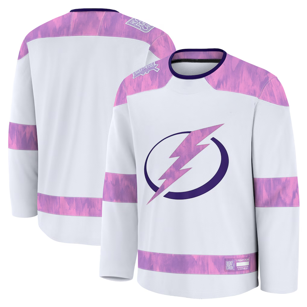 Fenge TB.Lightning White 2024 Hockey Fights Cancer Practice Jerseys