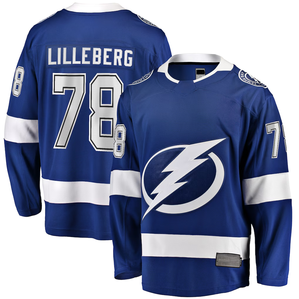 Fenge TB.Lightning #78 Emil Lilleberg Blue Home Premier Breakaway Player Jerseys