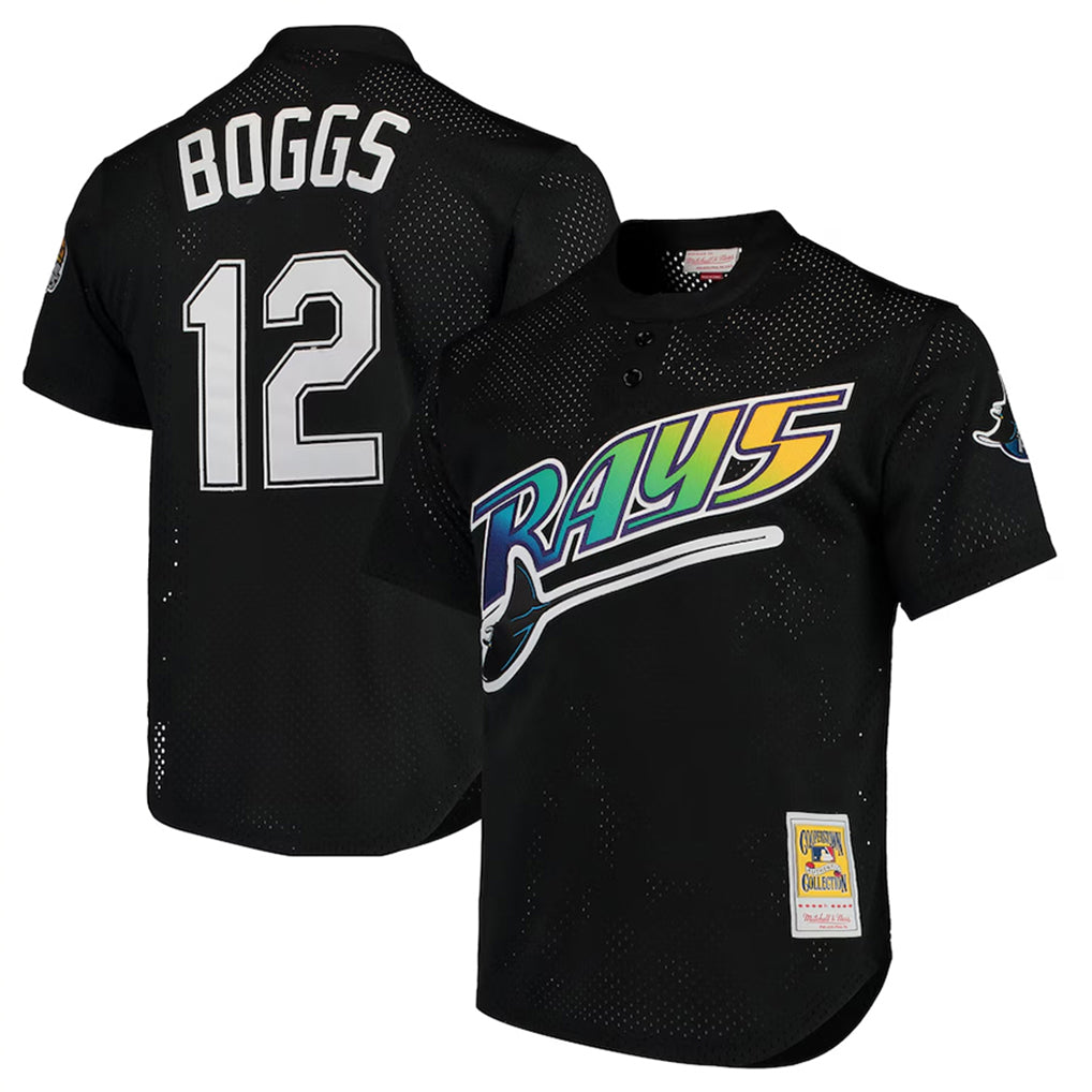 Fenge TB.Rays #12 Wade Boggs Player Black Mitchell & Ness Cooperstown Replica Stitched Jerseys