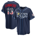 Fenge TB.Rays #13 Junior Caminero Navy USA 250 Fourth of July Road Stadium Jersey